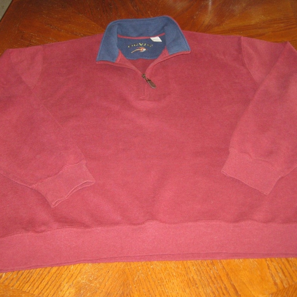 Orvis XXL Pullover Sweater Maroon 1/2 Zip Cotton